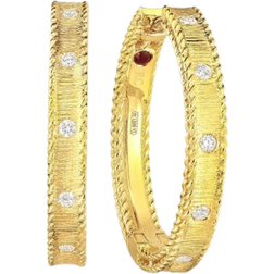 Roberto Coin Princess Hoop Earrings - Gold/Diamonds/Ruby