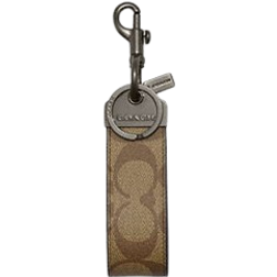 Coach Loop Key Fob In Signature Canvas - Gunmetal/Khaki