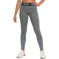 Nike Girl's Pro Dri-FIT Leggings - Carbon Heather/White