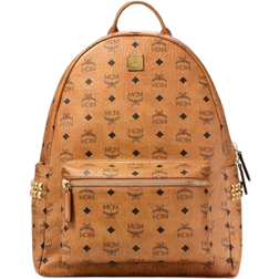 MCM Stark Side Studs Backpack in Visetos Medium - Cognac