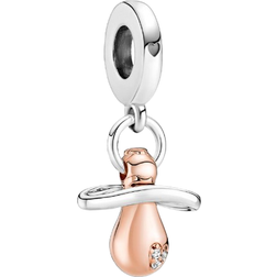 Pandora Baby Dummy Dangle Charm - Silver/Rose Gold/Transparent