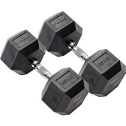 York Fitness Rubber Hex Dumbbells 2 x 25kg