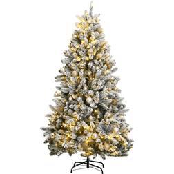 vidaXL Artificial Foldable 300 LEDs & Baubles Green/White Julgran 270cm