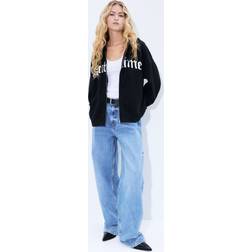 H&M Oversized Hoodie Med Lynlås - Sort