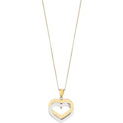 The Lovery Two Tone Double Heart Necklace - Gold/White Gold