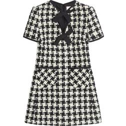 Valentino Minirock Aus Kariertem Tweed Mit Besätzen Aus Einer Wollmischung - Schwarz