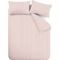 Catherine Lansfield Brushed Stripe Påslakan Rosa (200x135cm)