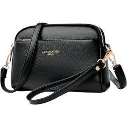 Shein Vintage Litchi Embossed Crossbody Bag, Retro PU Leather Shoulder Bag, Women's All-Match Handbag & Purse