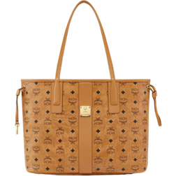 MCM Reversible Liz Shopper In Visetos Medium - Cognac