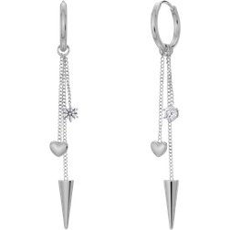 Edblad Peak Multi Heart Hoops - Silver/Transparent