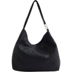 River Island Woven Slouch Tote Bag - Black