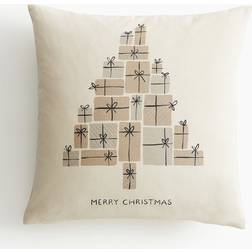 H&M Printed Cotton Cushion Cover Beige (50x50cm)