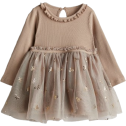 H&M Baby Tulle Skirt Dress - Dark Beige/Bows