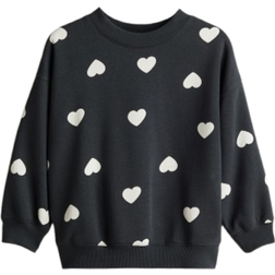 H&M Girl's Sweatshirt - Dark Grey/Hearts