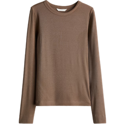 H&M Ribbed Top - Dark Grey/Beige