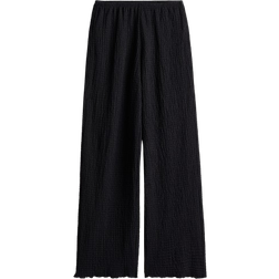 H&M Wide Crinkled Trousers - Black