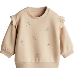 H&M Baby Crew Neck Sweatshirt - Beige/Flowers (1243160006)