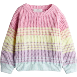 H&M Girl's Knitted Chenille Jumper - Pink/Striped (1115096007)