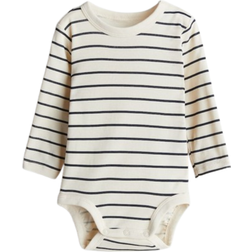 H&M Langarmbody - Light Beige/Striped