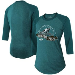 Majestic Women's Threads Midnight Philadelphia Eagles Super Bowl Lvii Desert Tri-Blend Raglan T-shirt