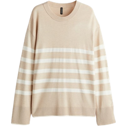 H&M Fine Knit Jumper - Light Beige/Striped