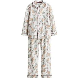 H&M Cottan Pajamas With Print - White/Reindeer