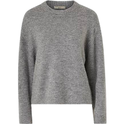 Gina Tricot Crew Neck Knitted Sweater - Lt Grey Melange