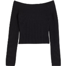 H&M Rib Knit Off The Shoulder Jumper - Black