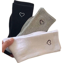 Shein 3pairs/Set Sporty Trendy Long Tube Socks With Heart Pattern