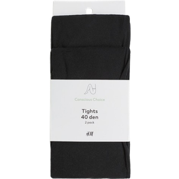 H&M 40 Den Tights 2-pack - Black