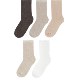 H&M Ribbed Socks 5-pack - White/Beige