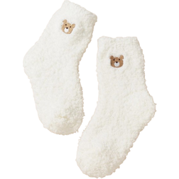 Shein 1pair Kids' Cute Cartoon Bear Embroidered Warm Floor Socks