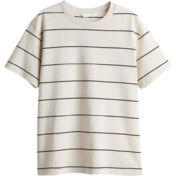 H&M Cotton T-shirt - Light Beige/Striped