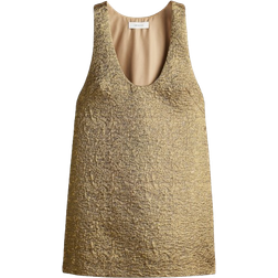 H&M Shimmering Jacquard-Weave Dress - Gold