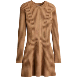 H&M Ladies Rib-knit Dress - Light Brown