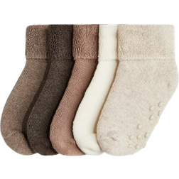 H&M Anti-Slip Terry Socks 5-pack - Dark Brown/Brown (1167722003)