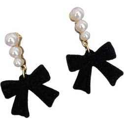 Shein 1pair Minimalist Bow & Faux Pearl & Plush Stylish Unique Earrings