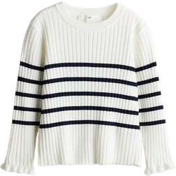 H&M Ribbed Sweater - Natural White/Striped