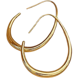 Shein 1pair Copper Material Simple U-shaped Hoop Earrings For Women