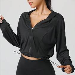 Shein Damen Jacke Mit Kapuze Und Kordelzugsaum - Fitness