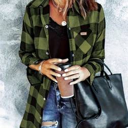 Shein Flanellhemd Shacket Bluse mit Taschen - Herbst 2024