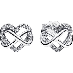 Pandora Sparkling Infinity Heart Stud Earrings - Silver/Transparent