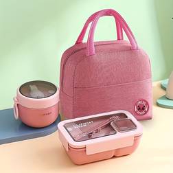 Temu Insulated Bento Box with Lid and Portable Cooler Bag Set 3Pcs