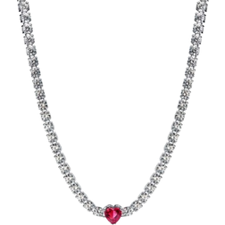 Pandora Halo Heart Choker - Silver/Red/Transparent