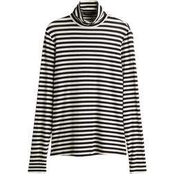 H&M Polo Neck Top - Black/White Striped