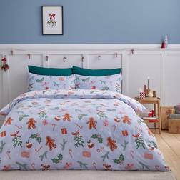 Catherine Lansfield Christmas Gingerbread Duvet Cover Blue (200x135cm)