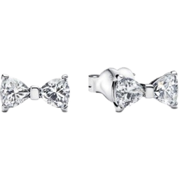 Pandora Sparkling Small Bow Stud Earrings - Silver/Transparent