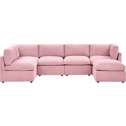 Latitude Run Sectional Pink Corduroy Sofa 98" 6pcs 6 Seater