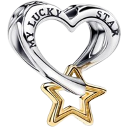 Pandora Lucky Star & Heart Charm - Silver/Gold