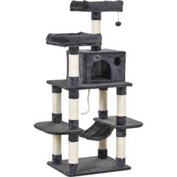 Pawhut 4-Level Plush Cat Tree Activity Center Scratching Posts